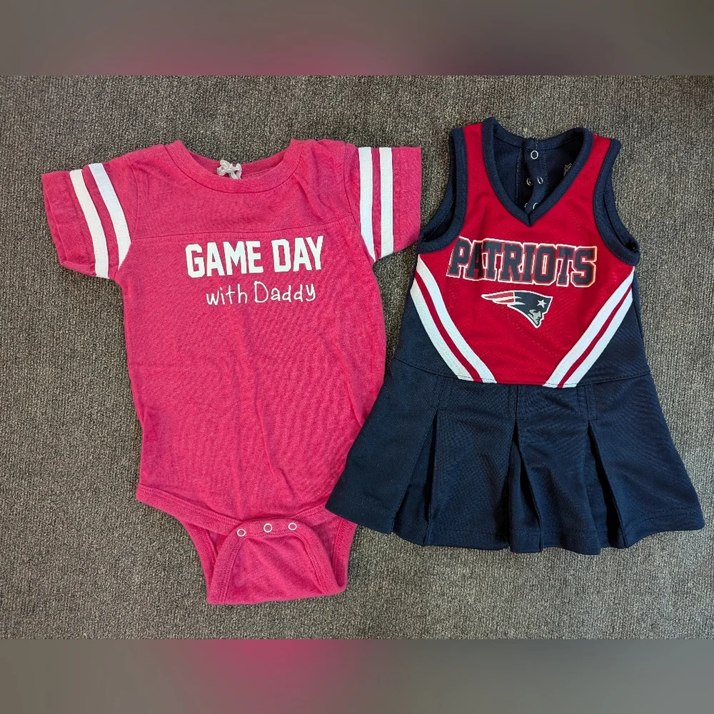 Football Bundle of 2 Baby Girl 12 Months LIKE NEW - Picture 1 of 1